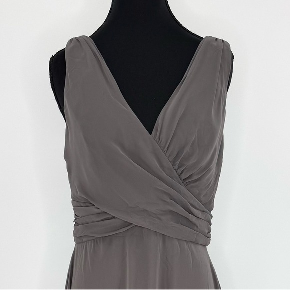 Thread by Dessy Collection Draped Wrap Maxi Dress w/Front, Caviar Gray, 10, NWT - Picture 5 of 11